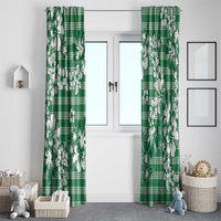 Hibiscus Pakala Emerald Green Window Curtain Tropical Floral Stylized - Polynesian Pride
