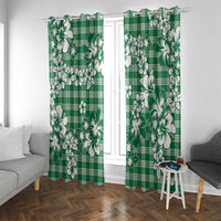Hibiscus Pakala Emerald Green Window Curtain Tropical Floral Stylized - Polynesian Pride