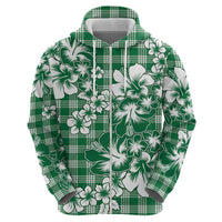 Hibiscus Pakala Emerald Green Zip Hoodie Tropical Floral Stylized - Polynesian Pride