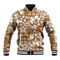 Hibiscus Pakala Bronze Brown Baseball Jacket Tropical Floral Stylized LT01 Unisex Brown - Polynesian Pride
