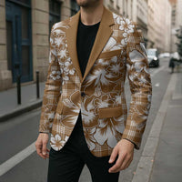 Hibiscus Pakala Bronze Brown Blazer Tropical Floral Stylized - Polynesian Pride