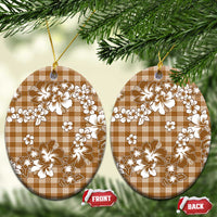 Hibiscus Pakala Bronze Brown Ceramic Ornament Tropical Floral Stylized - Polynesian Pride