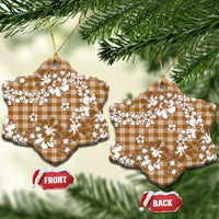 Hibiscus Pakala Bronze Brown Ceramic Ornament Tropical Floral Stylized - Polynesian Pride