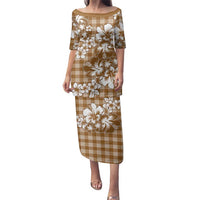 Hibiscus Pakala Bronze Brown Family Matching Puletasi and Hawaiian Shirt Tropical Floral Stylized - Polynesian Pride