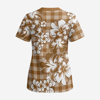 Hibiscus Pakala Bronze Brown Scrub Top Tropical Floral Stylized LT01 - Polynesian Pride