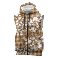 Hibiscus Pakala Bronze Brown Sleeveless Zip Hoodie Tropical Floral Stylized LT01 Brown - Polynesian Pride