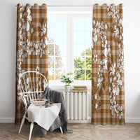 Hibiscus Pakala Bronze Brown Window Curtain Tropical Floral Stylized - Polynesian Pride