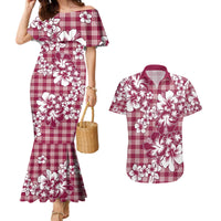 Hibiscus Pakala Royal Magenta Couples Matching Mermaid Dress and Hawaiian Shirt Tropical Floral Stylized - Polynesian Pride