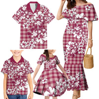 Hibiscus Pakala Royal Magenta Family Matching Mermaid Dress and Hawaiian Shirt Tropical Floral Stylized - Polynesian Pride