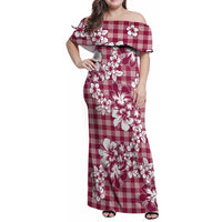 Hibiscus Pakala Royal Magenta Family Matching Off Shoulder Maxi Dress and Hawaiian Shirt Tropical Floral Stylized - Polynesian Pride