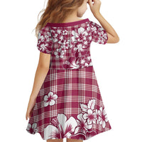 Hibiscus Pakala Royal Magenta Family Matching Off Shoulder Short Dress and Hawaiian Shirt Tropical Floral Stylized - Polynesian Pride