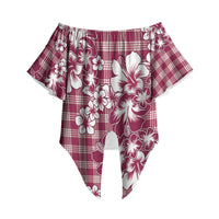 Hibiscus Pakala Royal Magenta Off Shoulder Wrap Waist Top Tropical Floral Stylized LT01 Magenta - Polynesian Pride