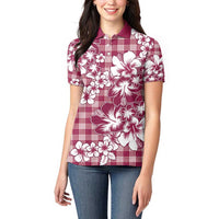 Hibiscus Pakala Royal Magenta Women Polo Shirt Tropical Floral Stylized - Polynesian Pride
