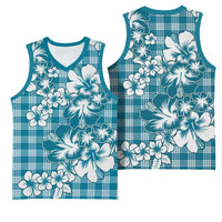Hibiscus Pakala Ocean Depths Blue Basketball Jersey Tropical Floral Stylized - Polynesian Pride