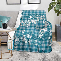 Hibiscus Pakala Ocean Depths Blue Blanket Tropical Floral Stylized - Polynesian Pride