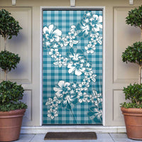 Hibiscus Pakala Ocean Depths Blue Door Cover Tropical Floral Stylized - Polynesian Pride