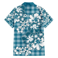 Hibiscus Pakala Ocean Depths Blue Family Matching Puletasi and Hawaiian Shirt Tropical Floral Stylized - Polynesian Pride