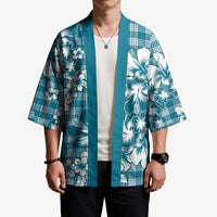 Hibiscus Pakala Ocean Depths Blue Kimono Tropical Floral Stylized - Polynesian Pride