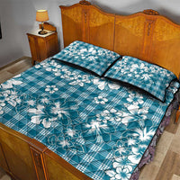 Hibiscus Pakala Ocean Depths Blue Quilt Bed Set Tropical Floral Stylized - Polynesian Pride