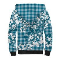 Hibiscus Pakala Ocean Depths Blue Sherpa Hoodie Tropical Floral Stylized - Polynesian Pride
