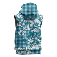 Hibiscus Pakala Ocean Depths Blue Sleeveless Zip Hoodie Tropical Floral Stylized - Polynesian Pride