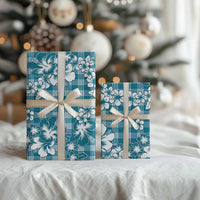 Hibiscus Pakala Ocean Depths Blue Wrapping Paper Tropical Floral Stylized - Polynesian Pride