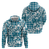 Hibiscus Pakala Ocean Depths Blue Zip Hoodie Tropical Floral Stylized - Polynesian Pride
