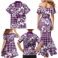 Hibiscus Pakala Sweetie Purple Family Matching Mermaid Dress and Hawaiian Shirt Tropical Floral Stylized - Polynesian Pride
