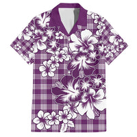 Hibiscus Pakala Sweetie Purple Family Matching Off Shoulder Short Dress and Hawaiian Shirt Tropical Floral Stylized - Polynesian Pride