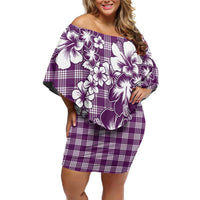 Hibiscus Pakala Sweetie Purple Family Matching Off Shoulder Short Dress and Hawaiian Shirt Tropical Floral Stylized - Polynesian Pride