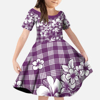 Hibiscus Pakala Sweetie Purple Kid Short Sleeve Dress Tropical Floral Stylized - Polynesian Pride