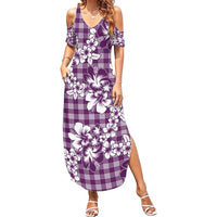 Hibiscus Pakala Sweetie Purple Summer Maxi Dress Tropical Floral Stylized - Polynesian Pride