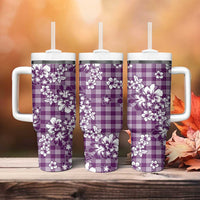 Hibiscus Pakala Sweetie Purple Tumbler With Handle Tropical Floral Stylized - Polynesian Pride