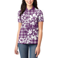 Hibiscus Pakala Sweetie Purple Women Polo Shirt Tropical Floral Stylized - Polynesian Pride