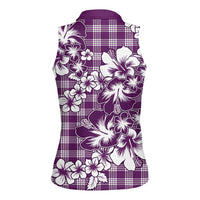 Hibiscus Pakala Sweetie Purple Women Sleeveless Polo Shirt Tropical Floral Stylized - Polynesian Pride