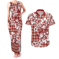 Hibiscus Pakala Fantasy Red Couples Matching Tank Maxi Dress and Hawaiian Shirt Tropical Floral Stylized - Polynesian Pride