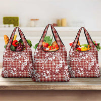 Hibiscus Pakala Fantasy Red Grocery Bag Tropical Floral Stylized - Polynesian Pride