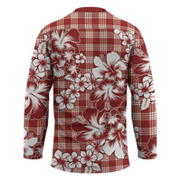 Hibiscus Pakala Fantasy Red Hockey Jersey Tropical Floral Stylized - Polynesian Pride