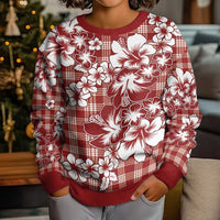 Hibiscus Pakala Fantasy Red Kid Ugly Christmas Sweater Tropical Floral Stylized - Polynesian Pride