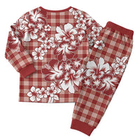 Hibiscus Pakala Fantasy Red Christmas Pajama Set Tropical Floral Stylized - Polynesian Pride