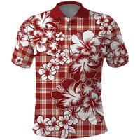 Hibiscus Pakala Fantasy Red Polo Shirt Tropical Floral Stylized - Polynesian Pride