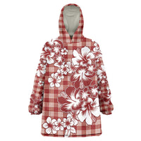 Hibiscus Pakala Fantasy Red Wearable Blanket Hoodie Tropical Floral Stylized - Polynesian Pride
