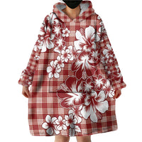 Hibiscus Pakala Fantasy Red Wearable Blanket Hoodie Tropical Floral Stylized - Polynesian Pride
