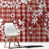 Hibiscus Pakala Fantasy Red Window Curtain Tropical Floral Stylized - Polynesian Pride