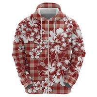 Hibiscus Pakala Fantasy Red Zip Hoodie Tropical Floral Stylized - Polynesian Pride
