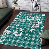 Hibiscus Pakala Aqua Teal Area Rug Tropical Floral Stylized - Polynesian Pride