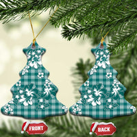 Hibiscus Pakala Aqua Teal Ceramic Ornament Tropical Floral Stylized - Polynesian Pride