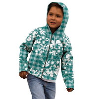 Hibiscus Pakala Aqua Teal Kid Hoodie Tropical Floral Stylized - Polynesian Pride