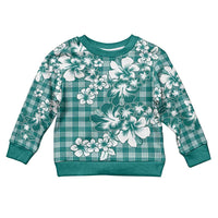 Hibiscus Pakala Aqua Teal Kid Ugly Christmas Sweater Tropical Floral Stylized - Polynesian Pride