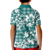 Hibiscus Pakala Aqua Teal Kid Polo Shirt Tropical Floral Stylized - Polynesian Pride